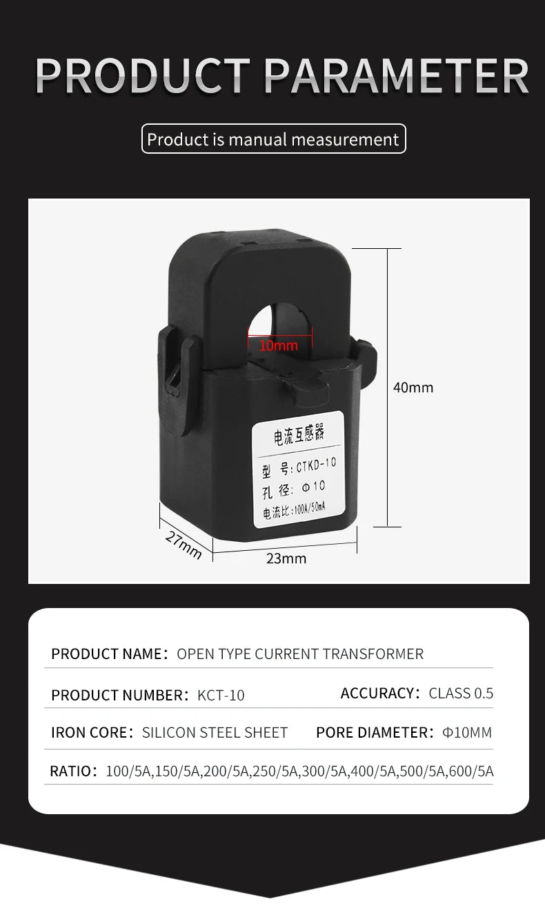 1PCS Snap-in Type Small Current Transformer Three-phase Electric Sensor CT MA 0.5 Class 10/20/50/75mA