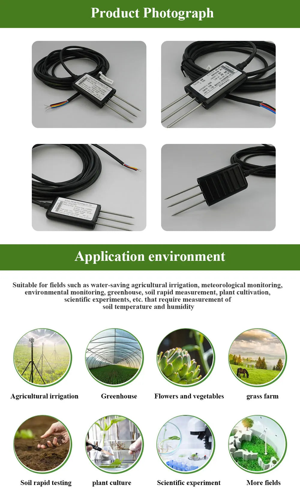 TR-THC03O 3 in 1 Soil Temperature Humidity Conductivity Sensor Soil Moisture Temperature EC Sensor Portable Soil Sensor