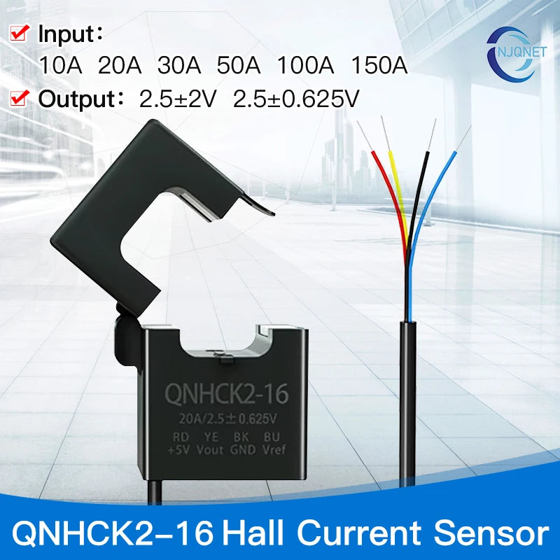 Hall Effect Current Sensor 2.5v 0.625V 1.65V 10A 20A 50A QNHCK2-16 Split Core Current Transducer Transformer Clamp CT 2.5V 2V