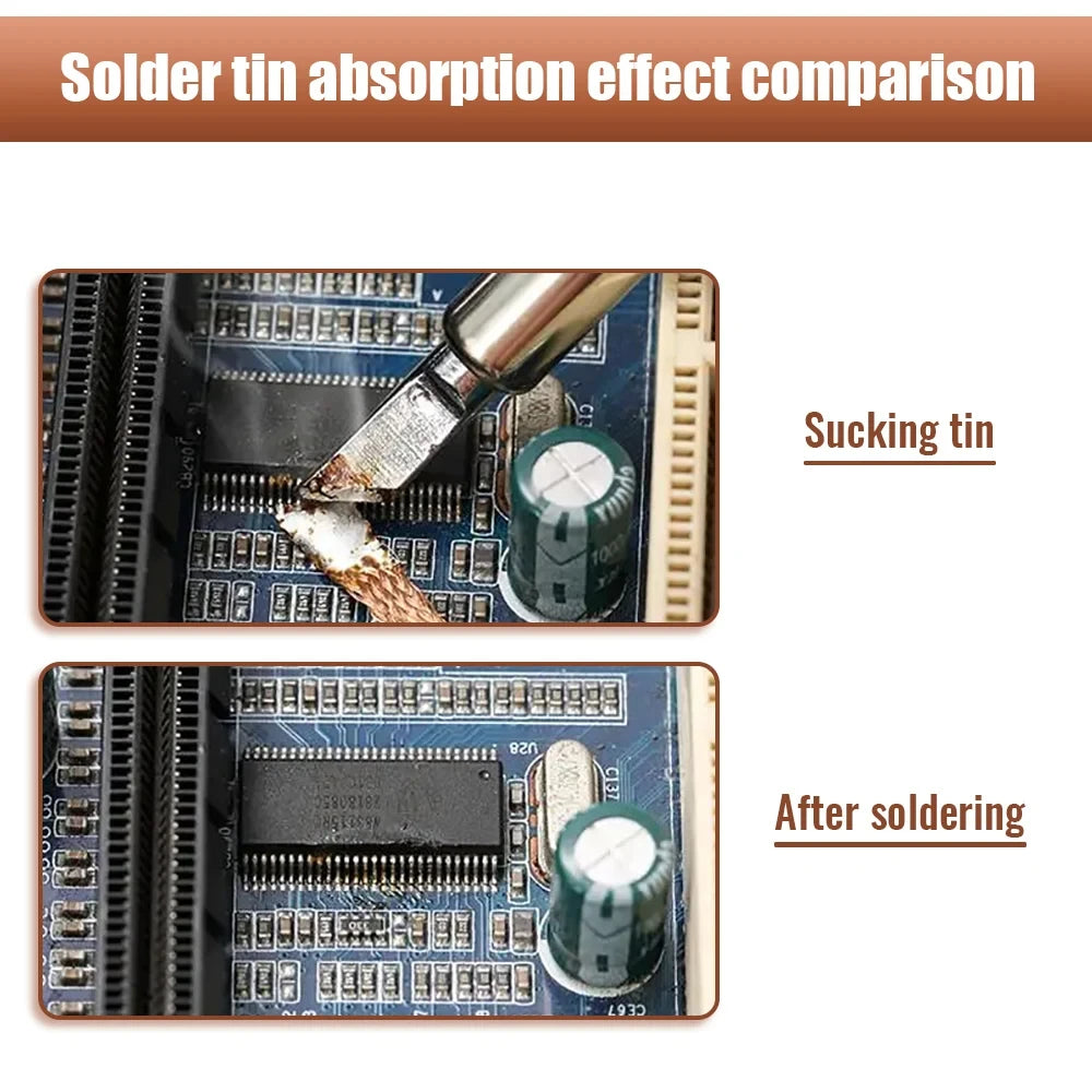 1.5M Length Welding Wires Desoldering Mesh Braid Tape Copper Welding Point Solder Remover Wire Repair Tool for Soldering