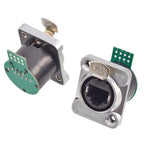 CAT6A CAT5E Industrial Micro RJ45 8P8C Shielded D Code Panel Mount Ethernet Socket Right Angle Jack IP67 Waterproof Network Plug
