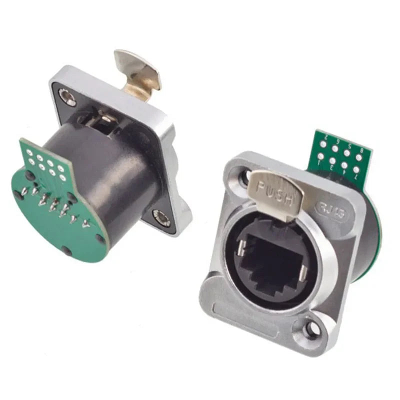 CAT6A CAT5E Industrial Micro RJ45 8P8C Shielded D Code Panel Mount Ethernet Socket Right Angle Jack IP67 Waterproof Network Plug