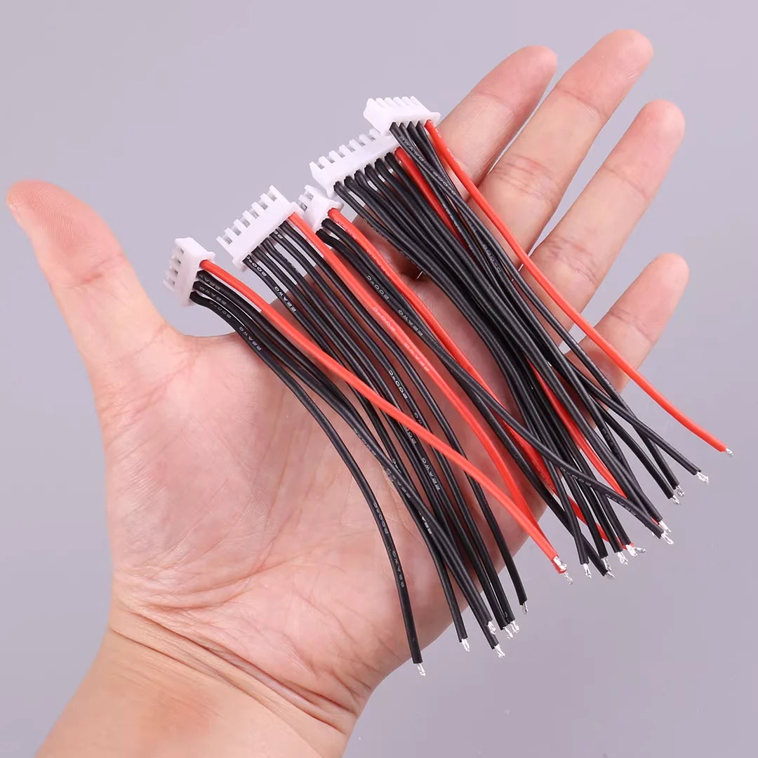 10pcs Lipo Battery Balance Charger Single Head Silicon 22AWG Cable 1S-8S  IMAX B6 Connector Plug 10-50cm Wire