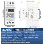 EARU DC AC 220V 12V THC15A 30A Electronic Weekly 7 Days Programmable LCD Digital Timer Switch Relay Control Din Rail 1NO1NC 1NO