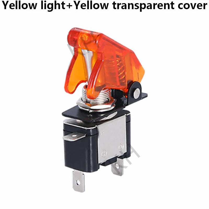 Auto Car Boat Truck Illuminated Led Toggle Switch With Safety Aircraft Flip Up Cover Guard 12V20A transparent