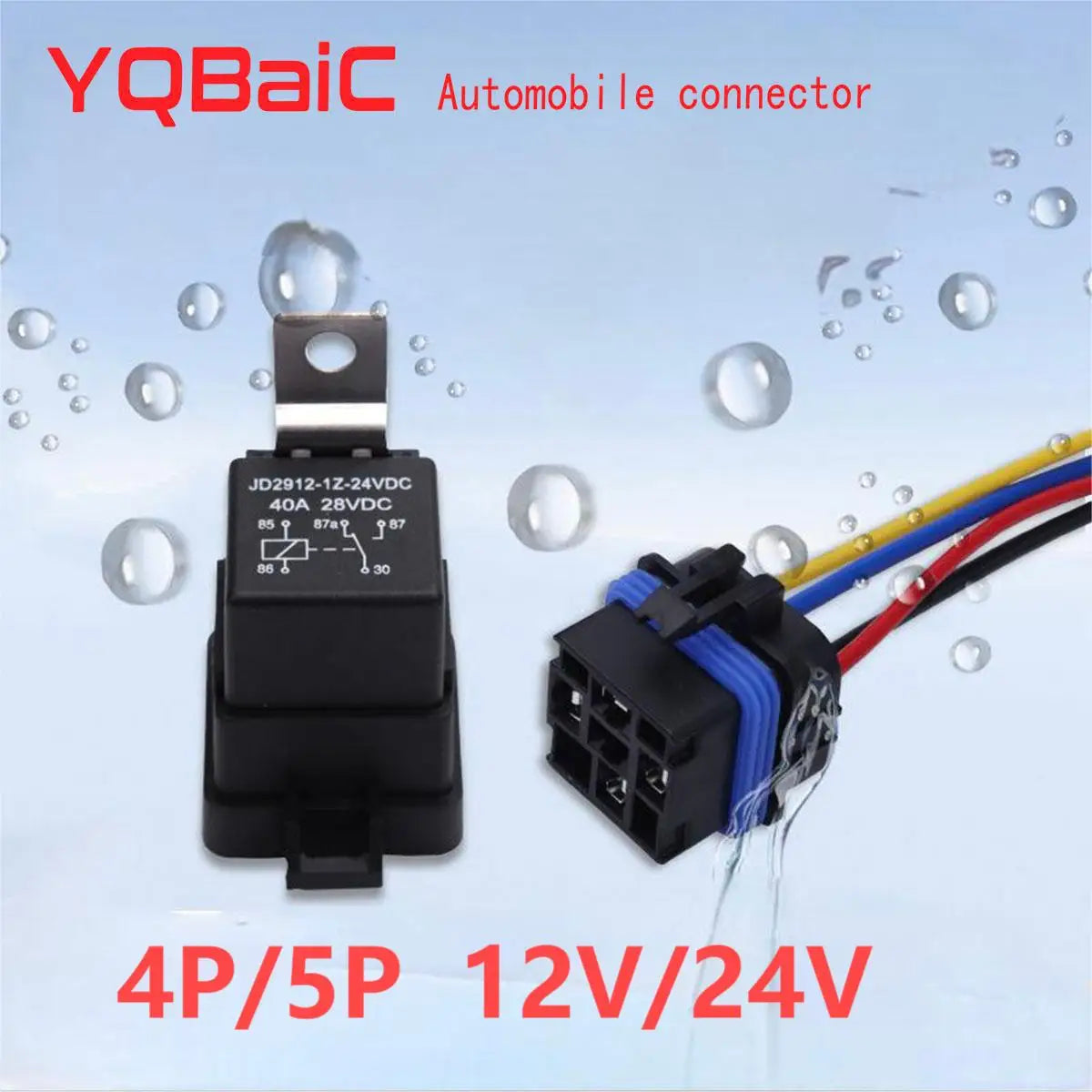 5 sets  Car Auto Automobile Relay Sealed Waterproof Integrated Wired DC12V/24V 40A 5Pin 4pin Auto Relay + Holder