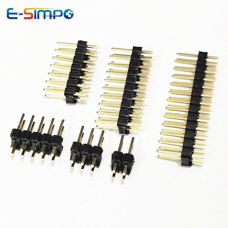 100pcs 2.54mm 2*2/3/4/6/8/10/12/15/20/25/40P L11.5mm 0.1" Breakaway Straight Gold Double Row Male Brass Pin Header PCB Connector