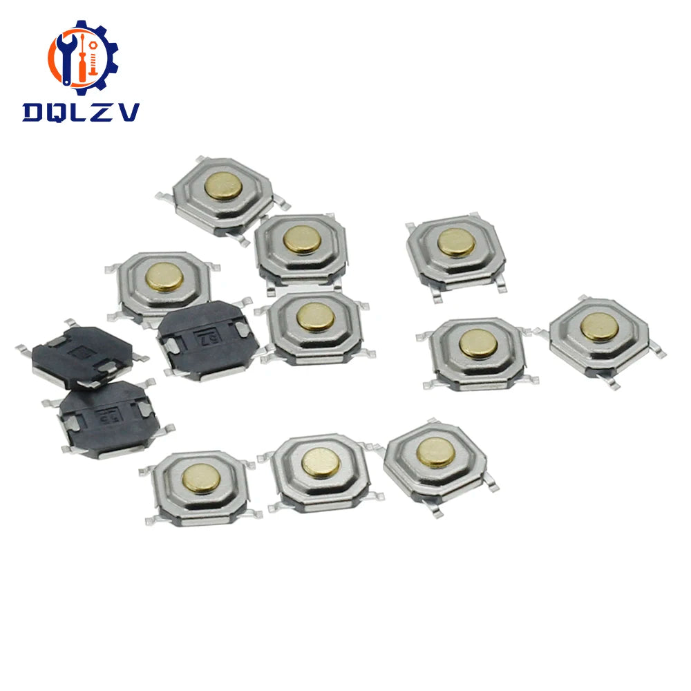 12V 5.2*5.2*1.5mm 12V 0.5A 4 Pin SMT Push Button Switch Metal Tactile Micro Tact Touch Switch Copper Interruptor 4x4x1.5