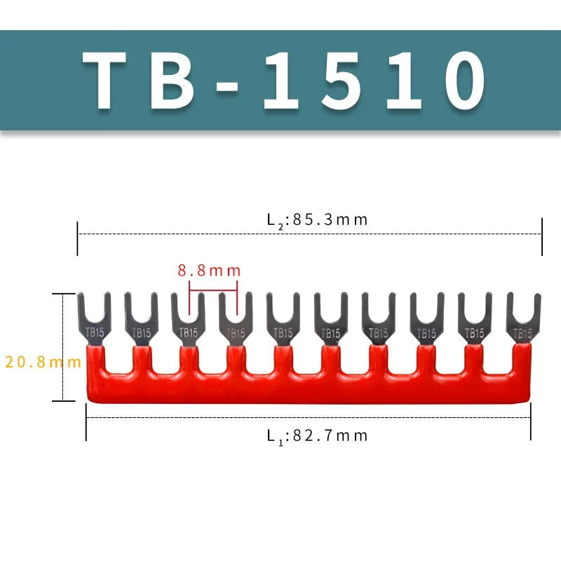 10/20/50/100PCS TB1512 / TBD-15A 12 Position Pre Insulated Fork Type Terminal TB Connection Strip Barrier Strip Jumper Connector