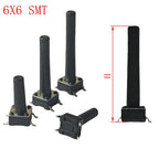 50pcs Momentary Tactile Push Button Click Switch 6X6mm H=4.3/4.5/5/6/7/8/9/10/13mm~25mm 4Pin SMT PCB Mounting