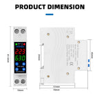 18MM 1P+N 63A 230V Dual Display Adjustable Digital Over Under Voltage Relay Surge Protector Limit Over Current Protection