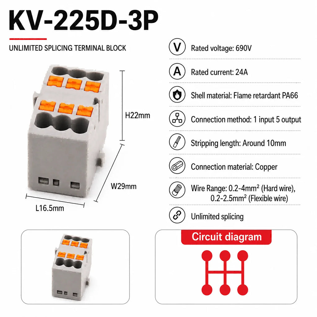 1Pc Wire Electrical Cable Connectors Plug-in Terminal Block PTFIX 2.5mm² Splitter Spliceable DIN-Rail Mounting Junction Box Too