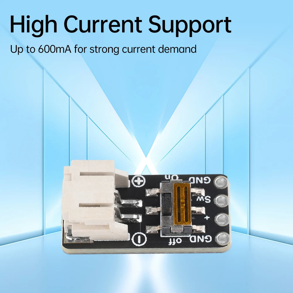 Switched JST-PH 2pin Connector SMT Right Angle Breakout Board Power Module + Pin row Adapt to 1-core Lithium Battery/AAA Battery