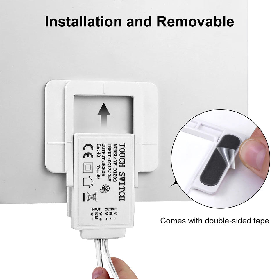 HOT DC12V-24V Dimmable Touch Sensor Switch For Single Color/ CCT Adjustable LED Strip Light Bathroom Mirror Backlight Switch