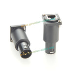 D Type DMX512 XLR 3Pin Male to RJ45 Female Converter CAT5e Ethernet Flange Chassis Panel Mount Passthrough Adapter for DMX-CON
