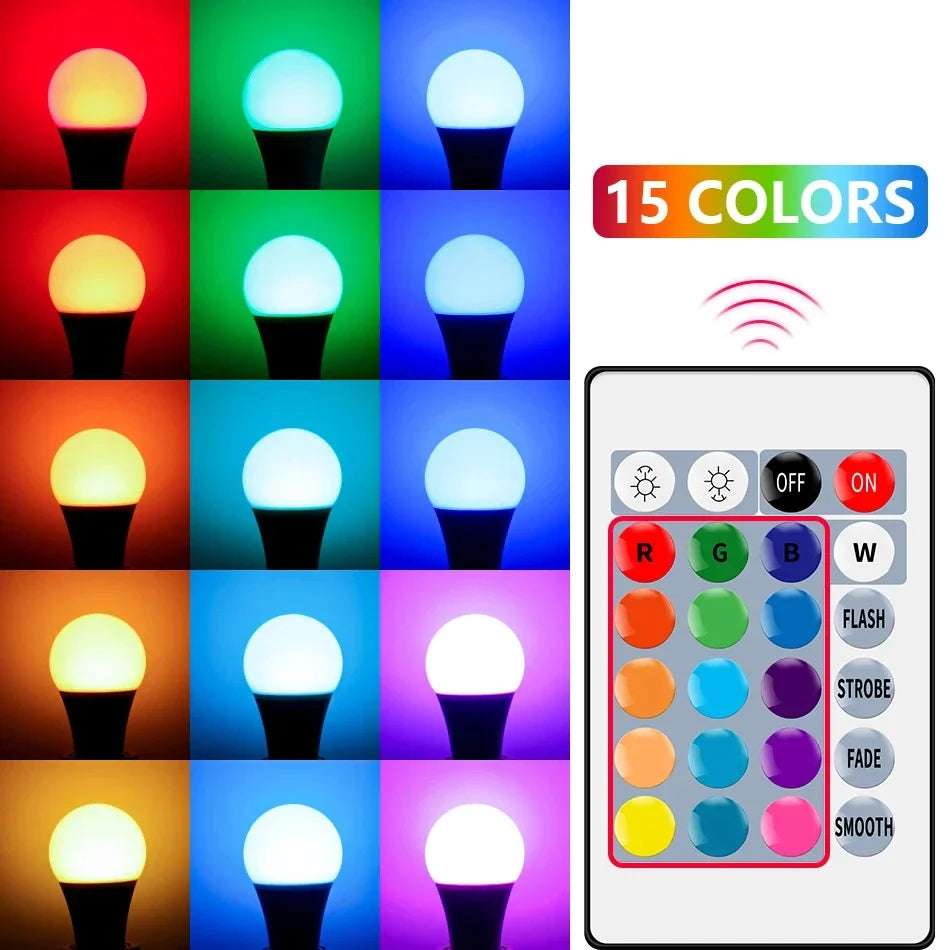1-10PCS Smart RGBW LED Bulb Spotlight E27 E14 B22 GU10 6W 10W with Infrared Remote Control Suitable for Colorful Home Lighting