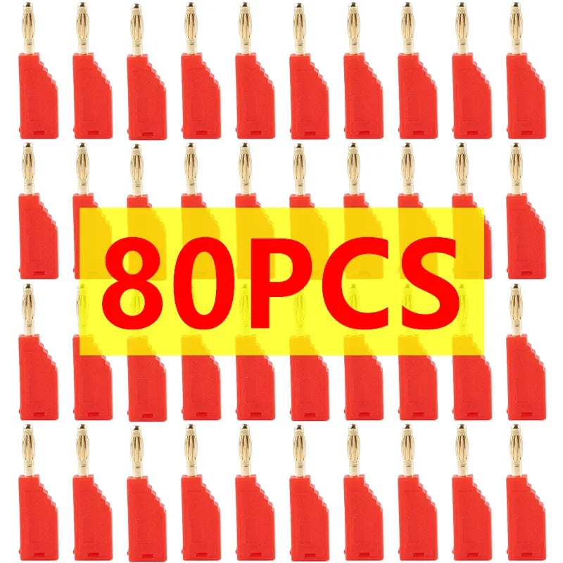 20/80/200Pcs Copper Nickel Plated 2MM Stackable Banana Plug Soldering Electrical Connector DIY Tools