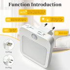 LED Motion Sensor Plug-In Night Light Warm/Cool White Dimmable 5 Brightness Levels for Hallway Stairway Bedroom 100-240V