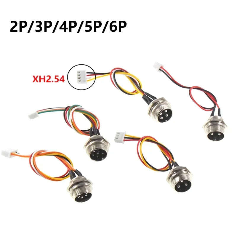 M12 Aviation Plug 2 3 4 5 6 Pin Male Head Adapter Cable Connector GX20 GX16  GX12 to XH2.54 Terminal Wire Extension Line 15-30cm