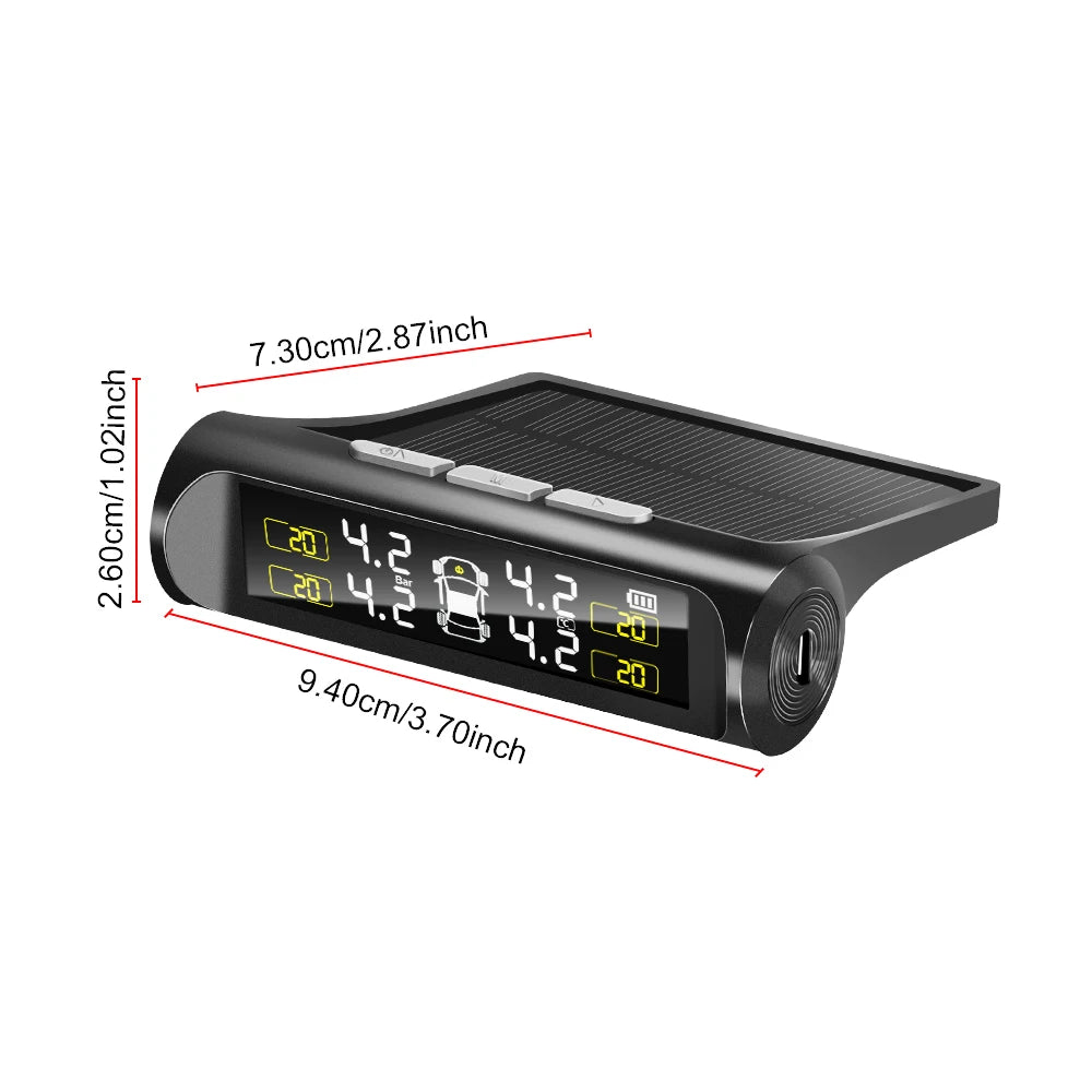 Tire Pressure Solar TPMS Car Tyre Pressure Monitoring System Solar Power Auto Security Alarm Systems Power External Sensor Auto Accessories Universal