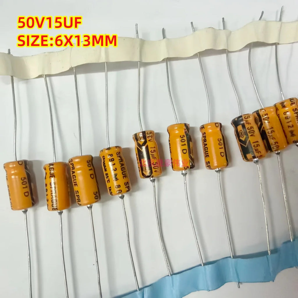 10pcs  50V1UF 2.2UF 3.3UF 4.7UF 10UF 22UF 47UF 100UF 220UF 330UF 470UF 1000UF Axial Audio Electrolytic Capacitor