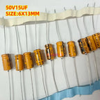 10pcs  50V1UF 2.2UF 3.3UF 4.7UF 10UF 22UF 47UF 100UF 220UF 330UF 470UF 1000UF Axial Audio Electrolytic Capacitor