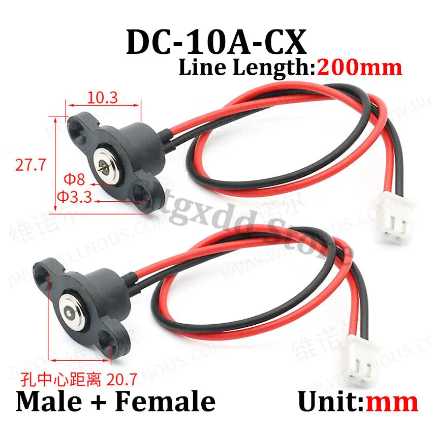 Cltgxdd DC-10A/11A-CX DC-12A-CX DC-15A-CX Magnetic Male Female Connector W/ XH Terminal 8mm 10mm Magnetic Plug With Line  Cable