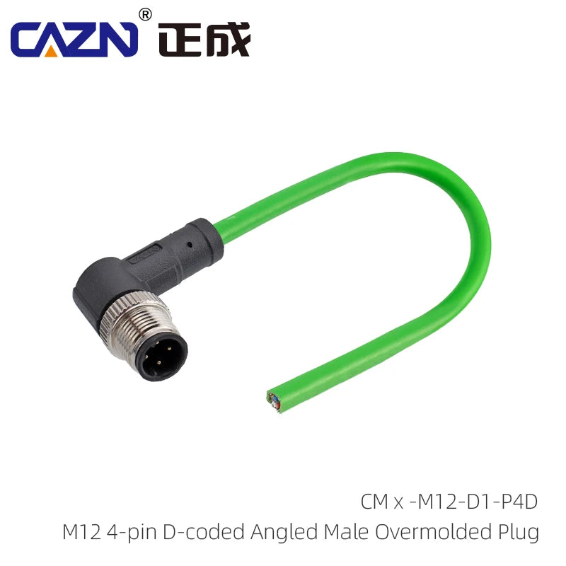 M12 Connector 4 Pin D Code Male to RJ45 Waterproof Ethernet Connector Industrial Ethernet Ethercat