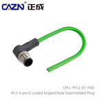 M12 Connector 4 Pin D Code Male to RJ45 Waterproof Ethernet Connector Industrial Ethernet Ethercat