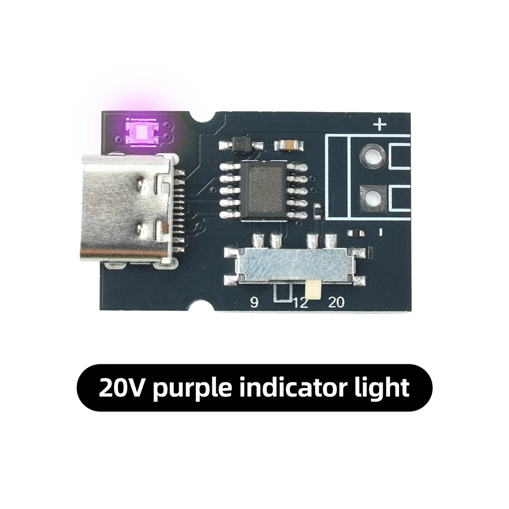 PD QC Protocol Fast Charging Decoy Module 5V 9V 12V 20V Adjustable with Indicator Light Type-C Trigger Module for DIY Electronic