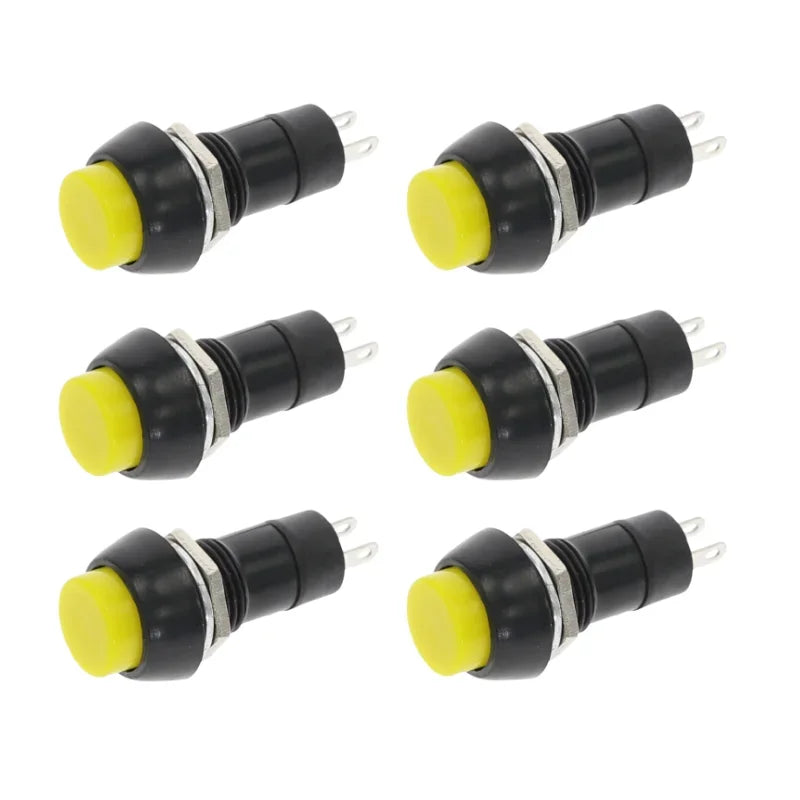 6PCS PBS-11A PBS-11B 12mm self-locking / Self-reset Plastic Push Button Switch Latching Momentary Switchs 3A 250V AC 2PIN 6Color