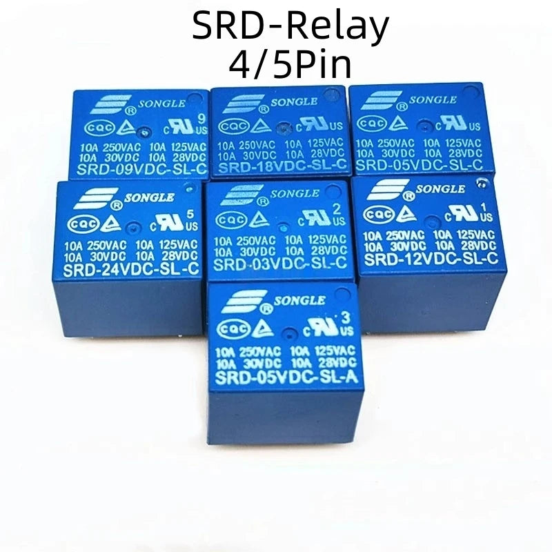 5PCS Relay SRD-03V 05V 06V 09V 12V 24VDC-SL-A/SL-C 10A 4/5 Pin