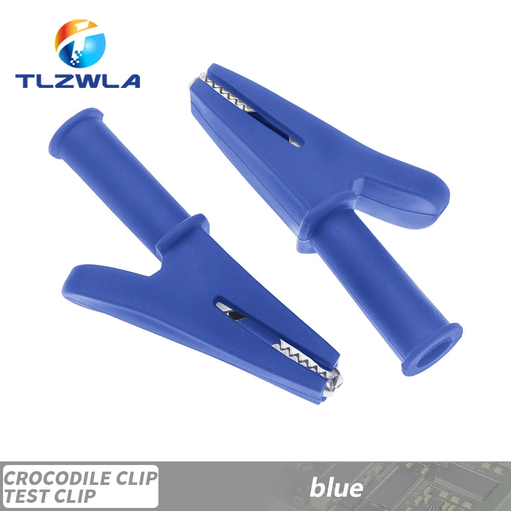 5PCS Pure Copper Insulated Test Alligator Clip 10MM Opening With 4MM Jack Safety Crocodile Clamps For Banana Plug Or Welding