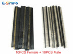 10PCS (5Pairs) 1x40 Single Row 2.54mm Pitch Male Female Breakable Pin Header PCB JST Connector Strip for Arduino Diy Black