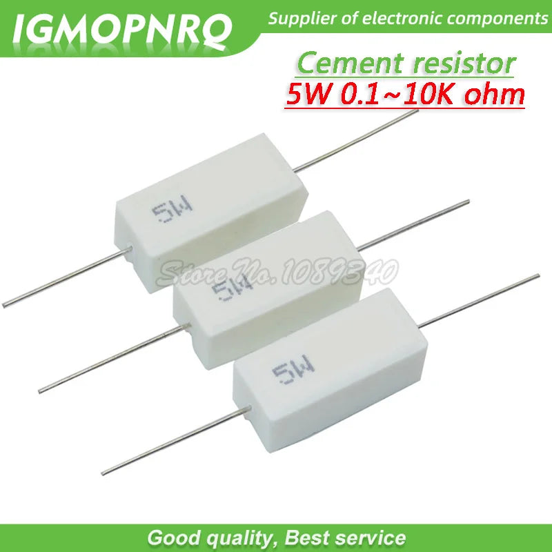 10pcs 5W 10W BPR56 Cement resistance 0.1 ~ 10k ohm 0.33R 1R 10R 100R 0.22 0.33 1 10 100 1K 10K ohm Cement resistor