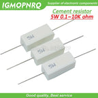 10pcs 5W 10W BPR56 Cement resistance 0.1 ~ 10k ohm 0.33R 1R 10R 100R 0.22 0.33 1 10 100 1K 10K ohm Cement resistor