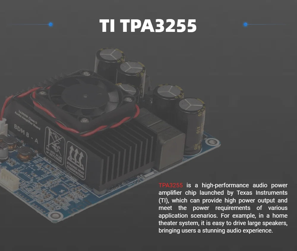 BDM8-A  TPA3255 2x300W HIFI Digital Power Class D Amplifier Board High-power 2.0 Channel Stereo