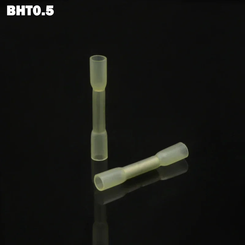 10/100Pcs Heat Shrinkable Cable Terminal Tube BHT0.5 BHT1.25 BHT2 BHT5 AWG22-10 Waterproof Butt Crimp Copper Insulated Connector