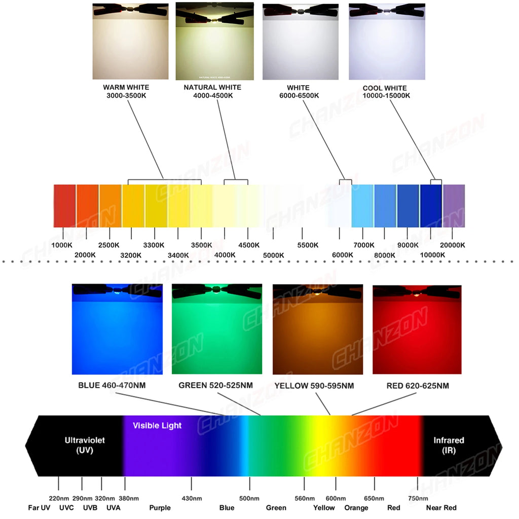 High Power LED Chip 1W 3W 5W 10W 20W 30W 50W 100W Warm Cold White Red Green Blue Yellow SMD Light Bead 1 3 5 10 20 50 100 W Watt