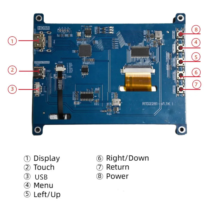 5 Inch IPS LCD HDMI 800 x 480 Capacitive Touch Screen LCD Display, Suitable For Sony PS4/Raspberry Pi/PC