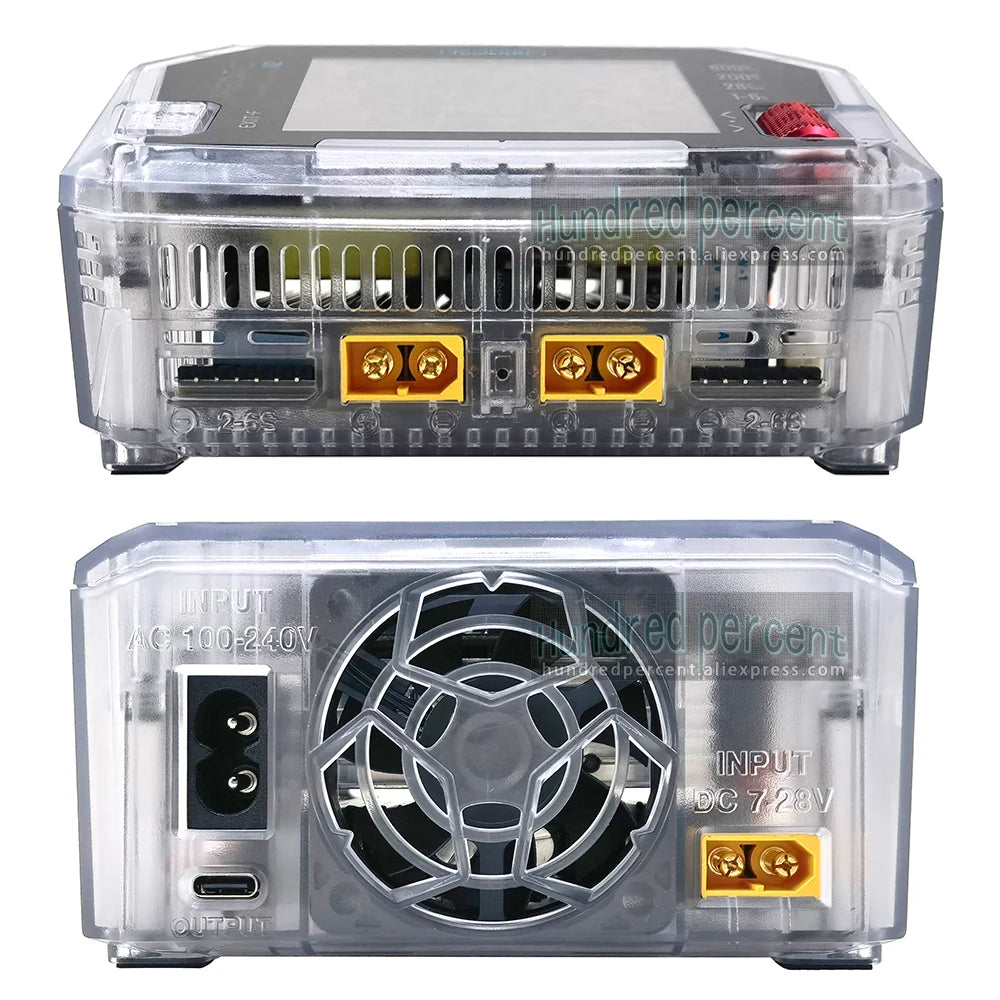 ToolkitRC M6DAC V2 TRN Charger 2CH AC200W Transparent Color DC800W IPS Model Toy Car Lithium Battery Charging 1S 2-6S LiPo LiHv