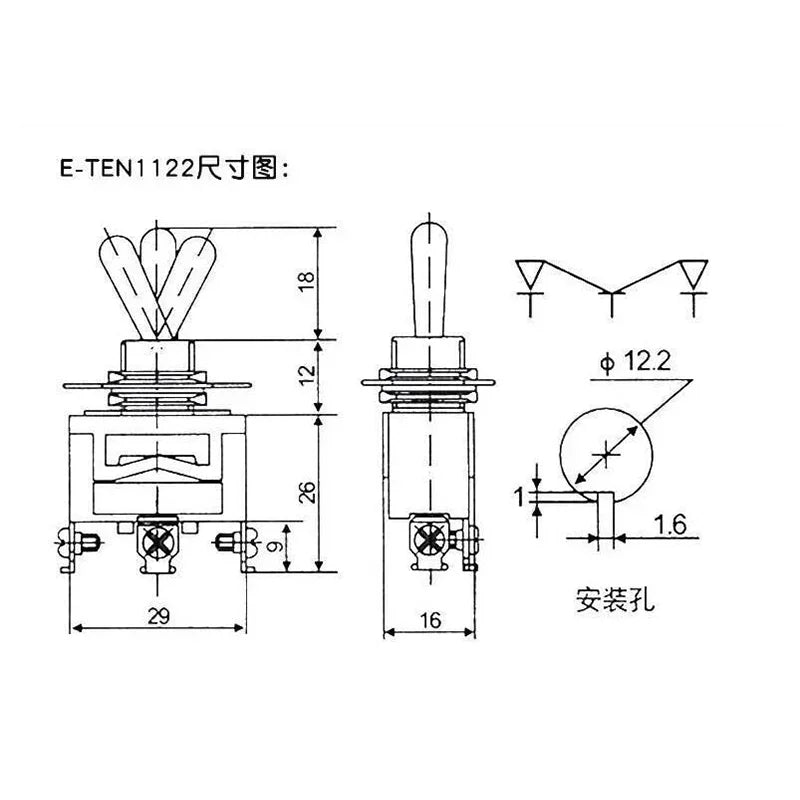5pcs Toggle Switch Latching On-Off On-On On-Off-On E-TEN1021 1122 1221 1321 Power Button Switch 250V 15A Toggle Switch