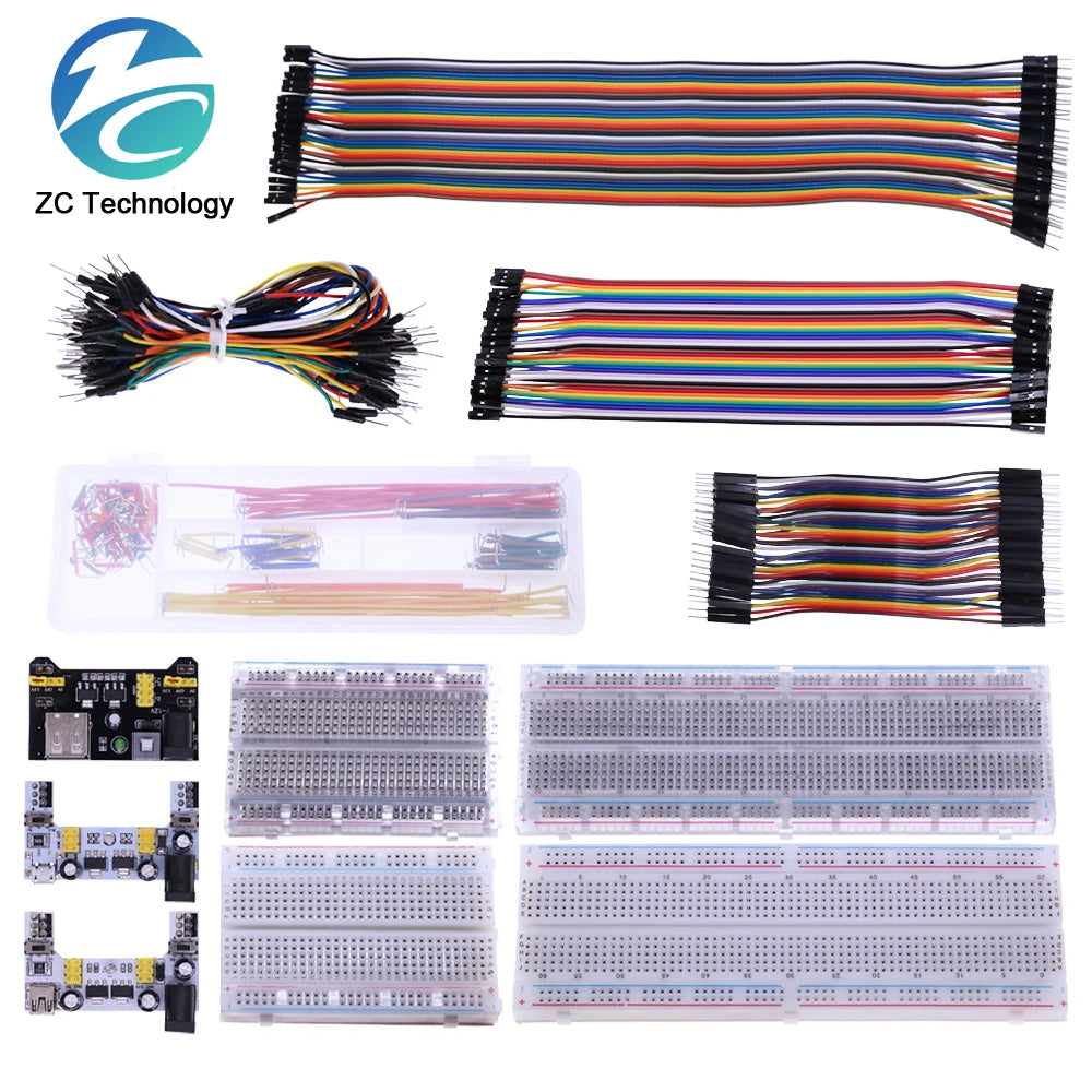 3.3V/5V MB102 Breadboard Power Module+MB-102 830 Points Prototype Bread Board for Arduino Kit +65 Jumper Wires Wholesale