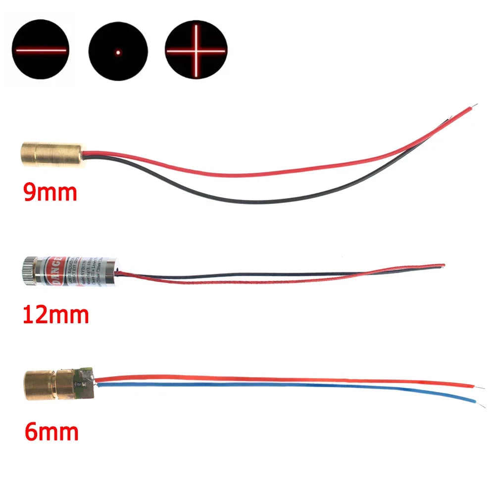 Laser Diode 650nm 5mW Red Point / Line / Cross Laser Module Head Glass Lens Focusable Industrial Class