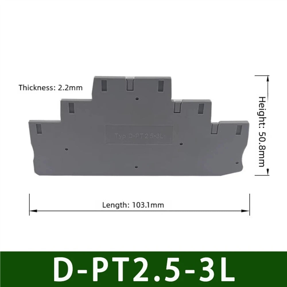 10Pcs PT2.5-3L Din Rail Terminal Block 3 Level Push In Wire Connector 2.5mm² Quick Wiring Electrical Cable Splitter