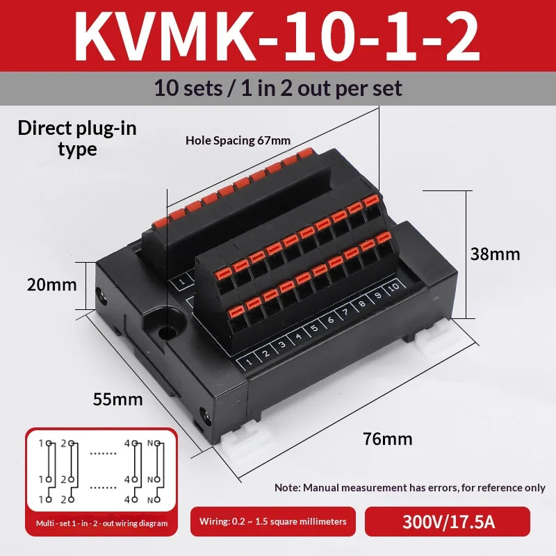 One in Multiple Out Direct Insertion Terminal Block Distribution Box DIN Rail Power Common Splitter PLC Signal Line Junction Box