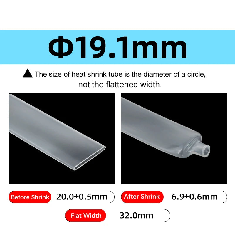 1~10m 3:1 Heat Shrink Tube With Glue Clear 1.6 - 39mm Dual Wall Adhesive Lined Polyolefin Shrinkin ﻿Wrap Cable Protect Sleeving