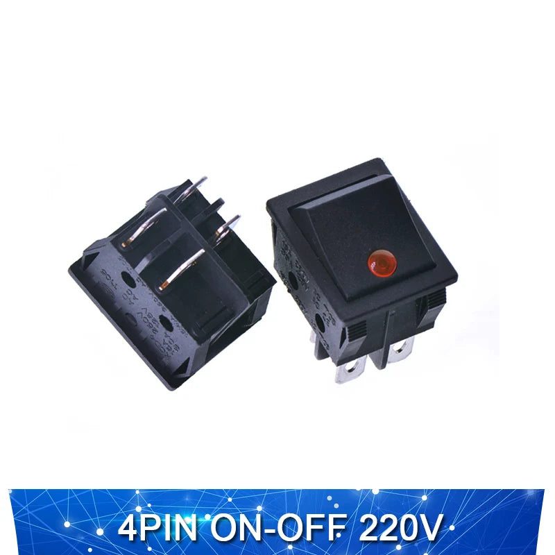 KCD4 Rocker switch ship type switch rocker power button 4/6PIN red light green light 31x25mm16A/30A 250v ON-OFF/ON-OFF-ON