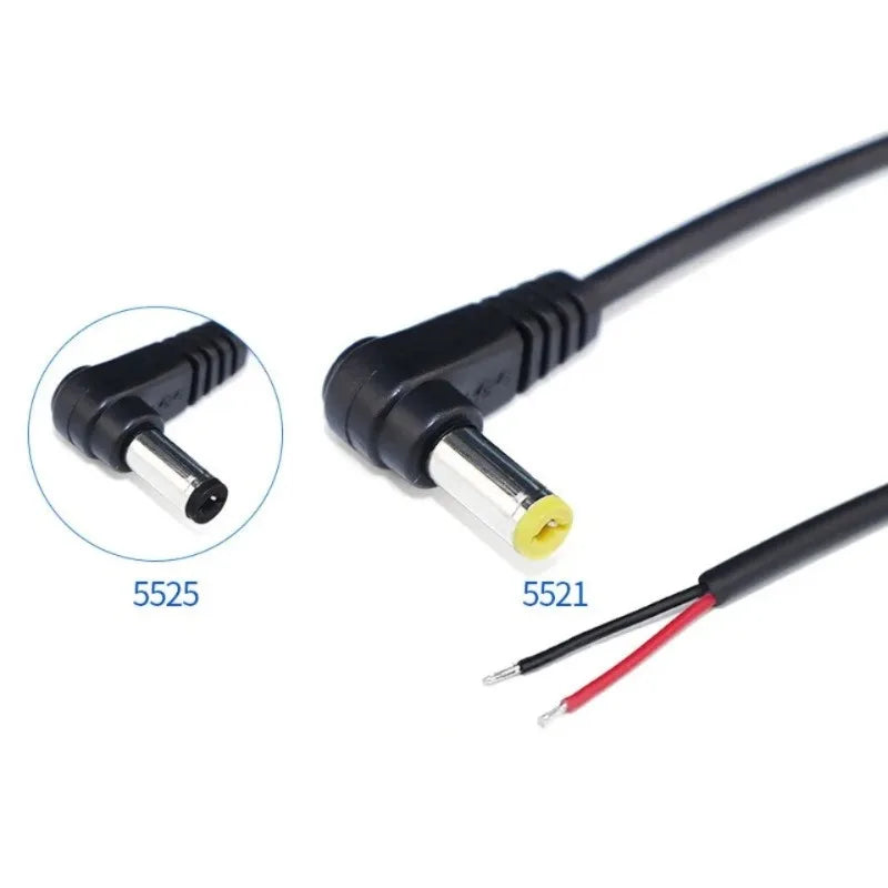 DC 5.5*2.1 / 5.5*2.5 Male 90 Degree Right Angle Connector Power DIY Cable Charging Line Monitoring Power Extension Wire