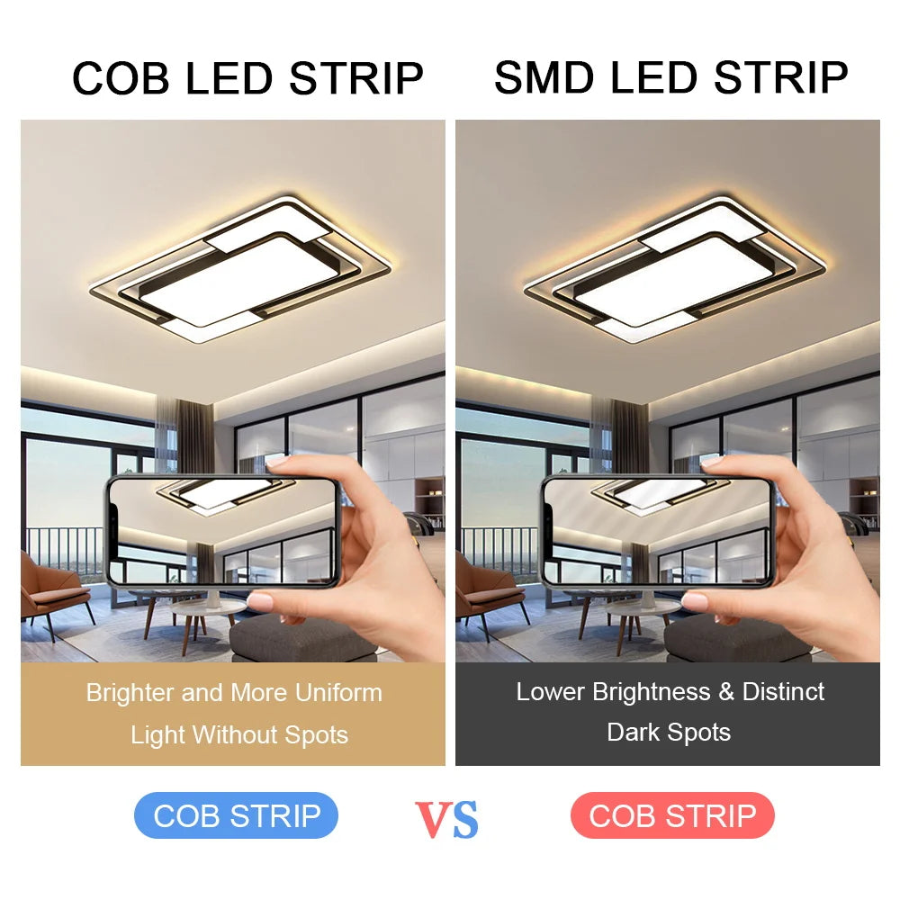 FOB COB LED Strip Lights 3mm 5mm 8mm 10mm 12V 24V Flexible Dimmable LED Tape Easy Install Cuttable 3000K 4000K 6000K LED Tape